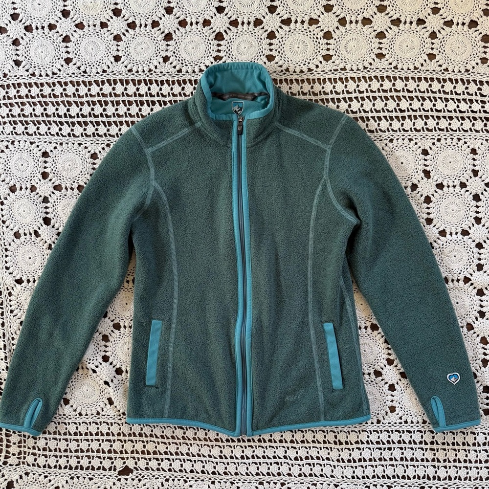 KÜHL Tara Full Zip Alfpaka Fleece Jacket Teal Green Outdoor Hiking Women’s Small